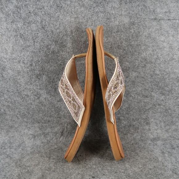 Casual Shoes Womens 7 Sandals Flip Flops Slip On Embellished Straps Comfort - Picture 7 of 8